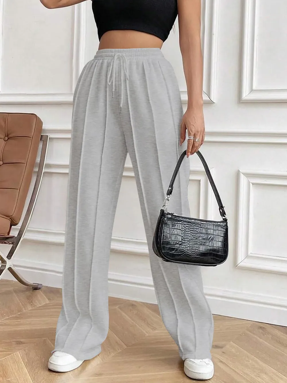 Drawstring Elastic Waist Pants with Pockets, image 9