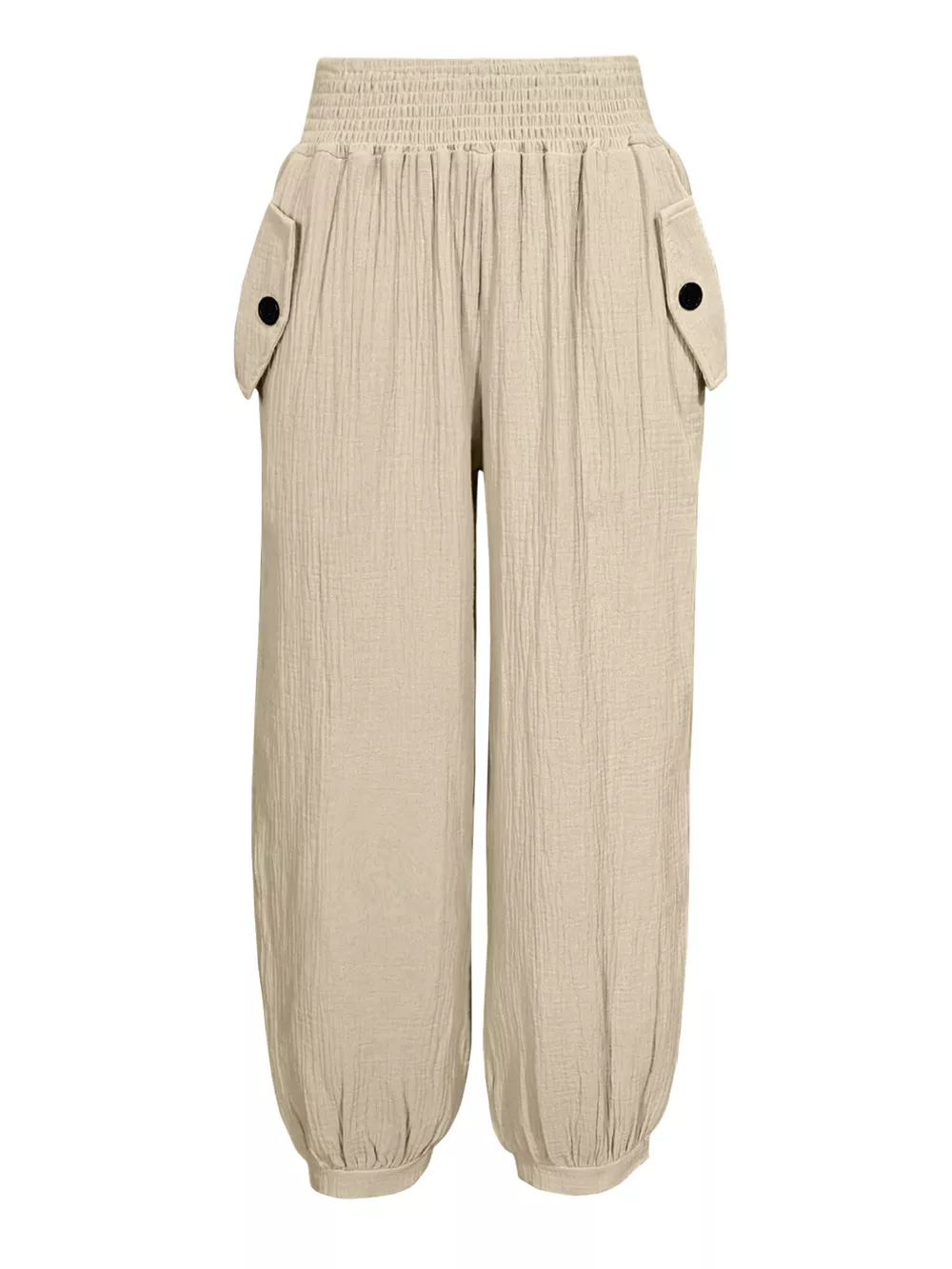 Smocked Textured Casual Pants, image 6