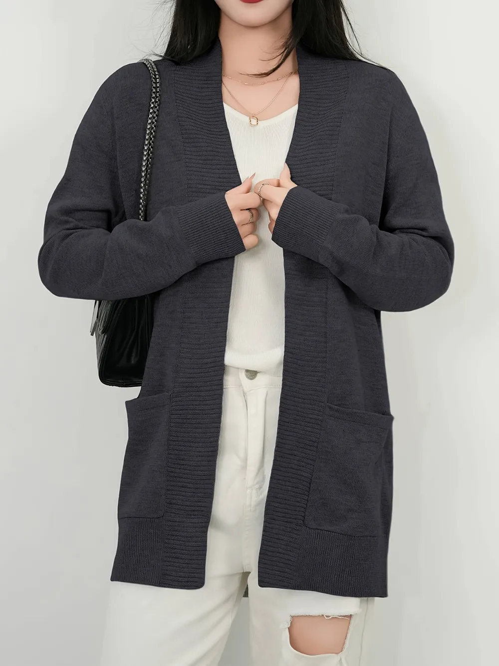 Open Front Long Sleeve Sweater Cardigan, image 10