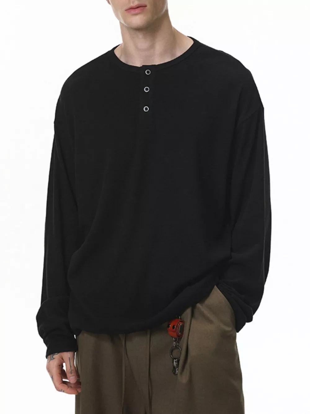 Men's Long Sleeve Henley T-Shirt, image 4