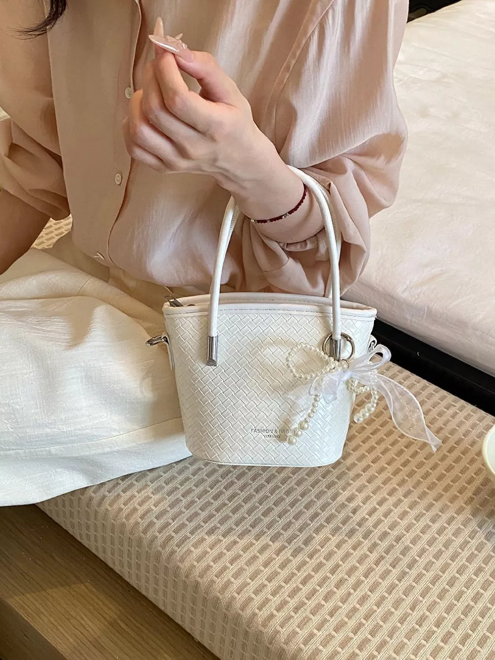 Textured Bucket Crossbody Bag, image 2