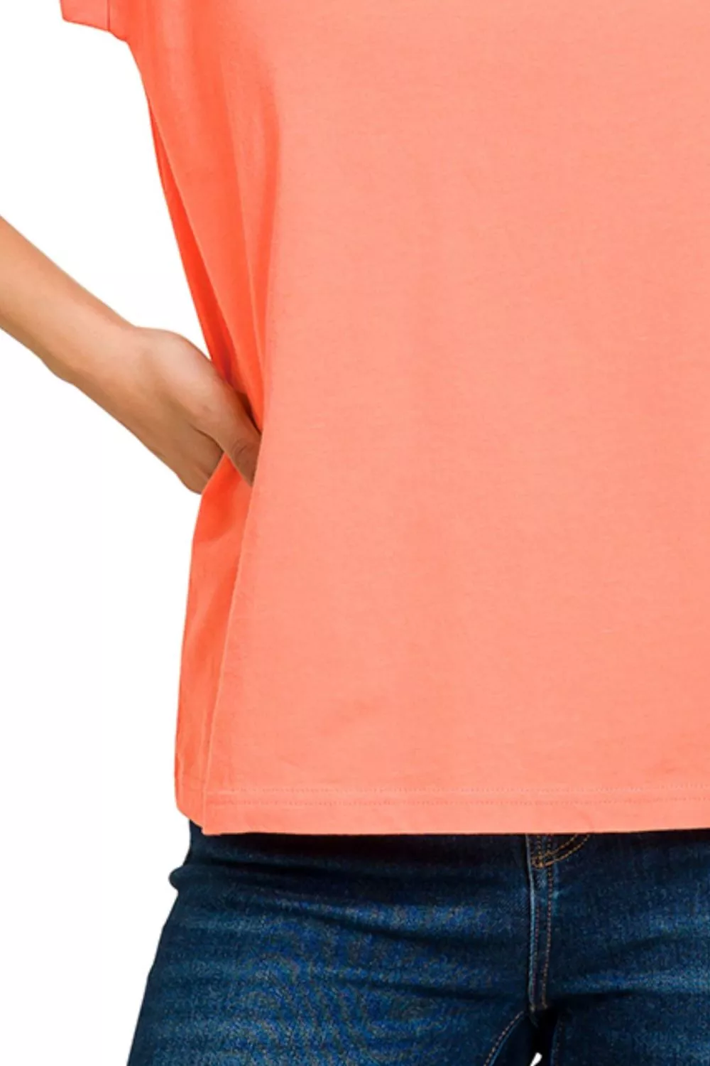 Round Neck Folded Short Sleeve T-Shirt, image 3