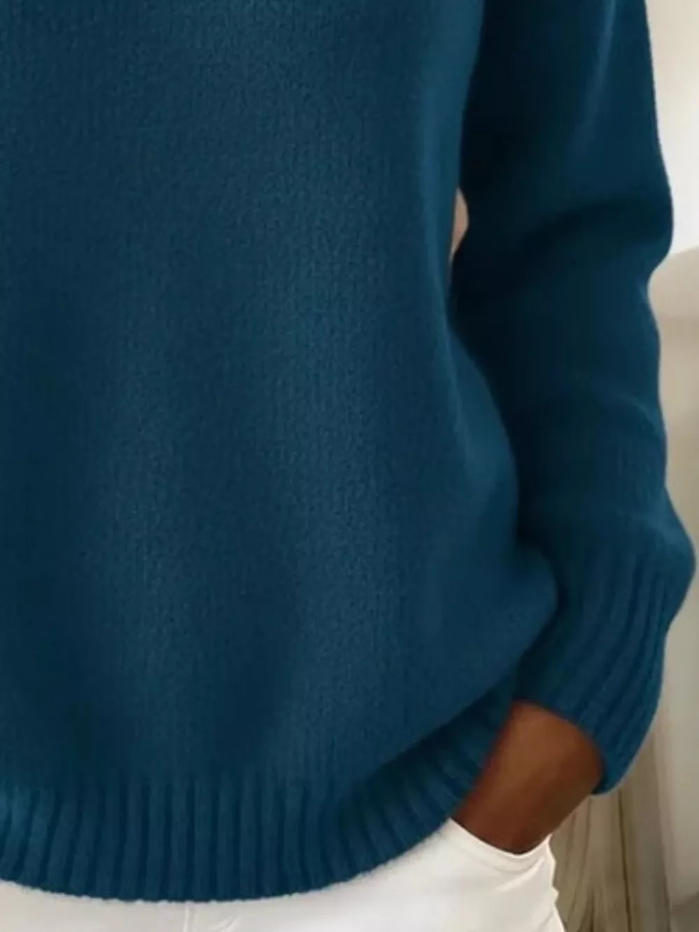 Full Size Button Detail Dropped Shoulder Sweater Plus Size, image 7