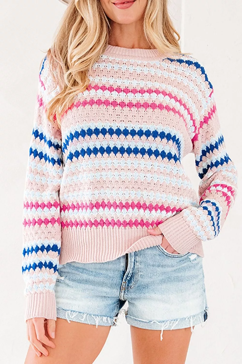 Striped Geometric Pattern Sweater, image 5