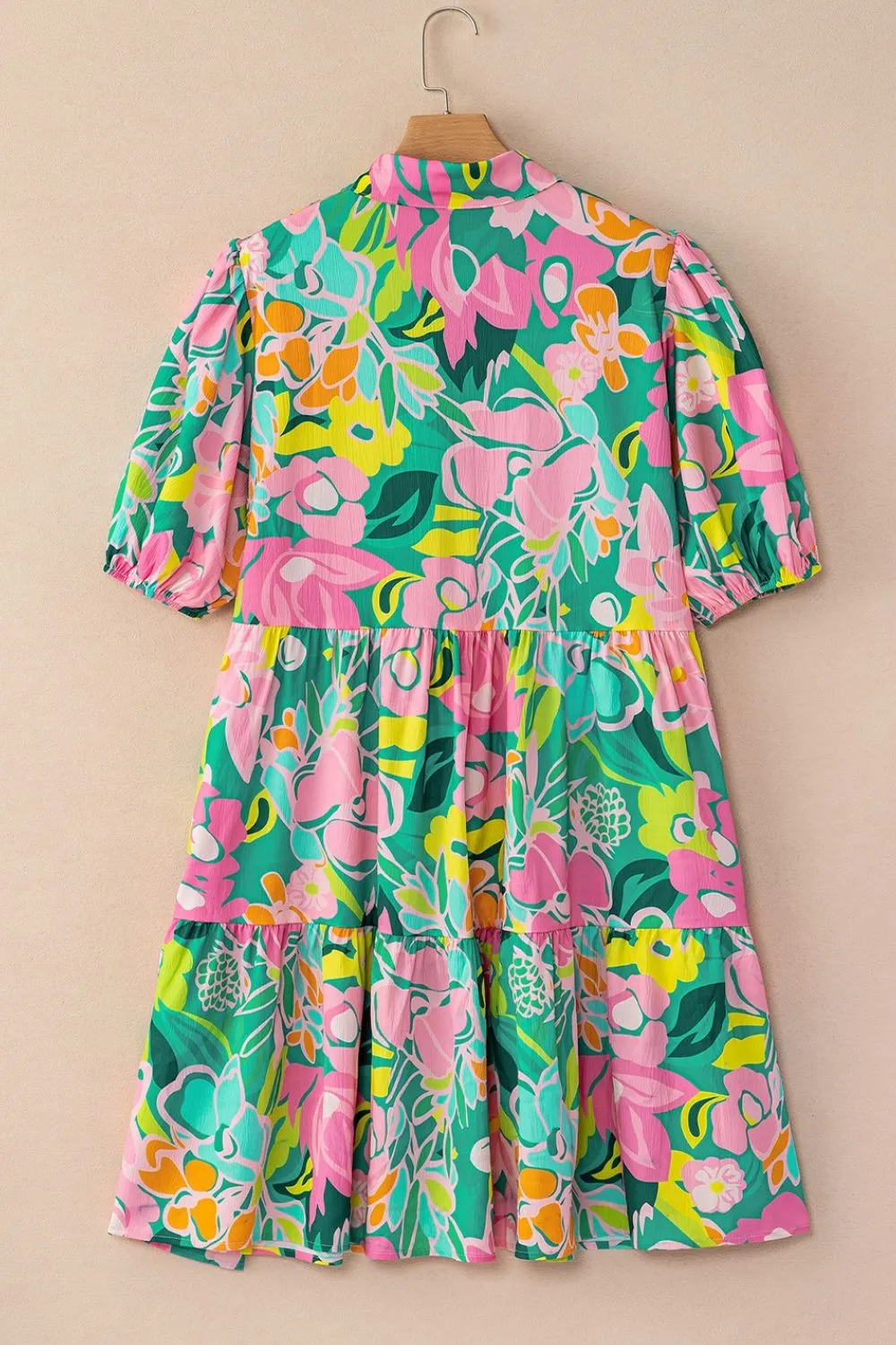 Button Down Floral Puff Sleeve Babydoll Dress, image 8