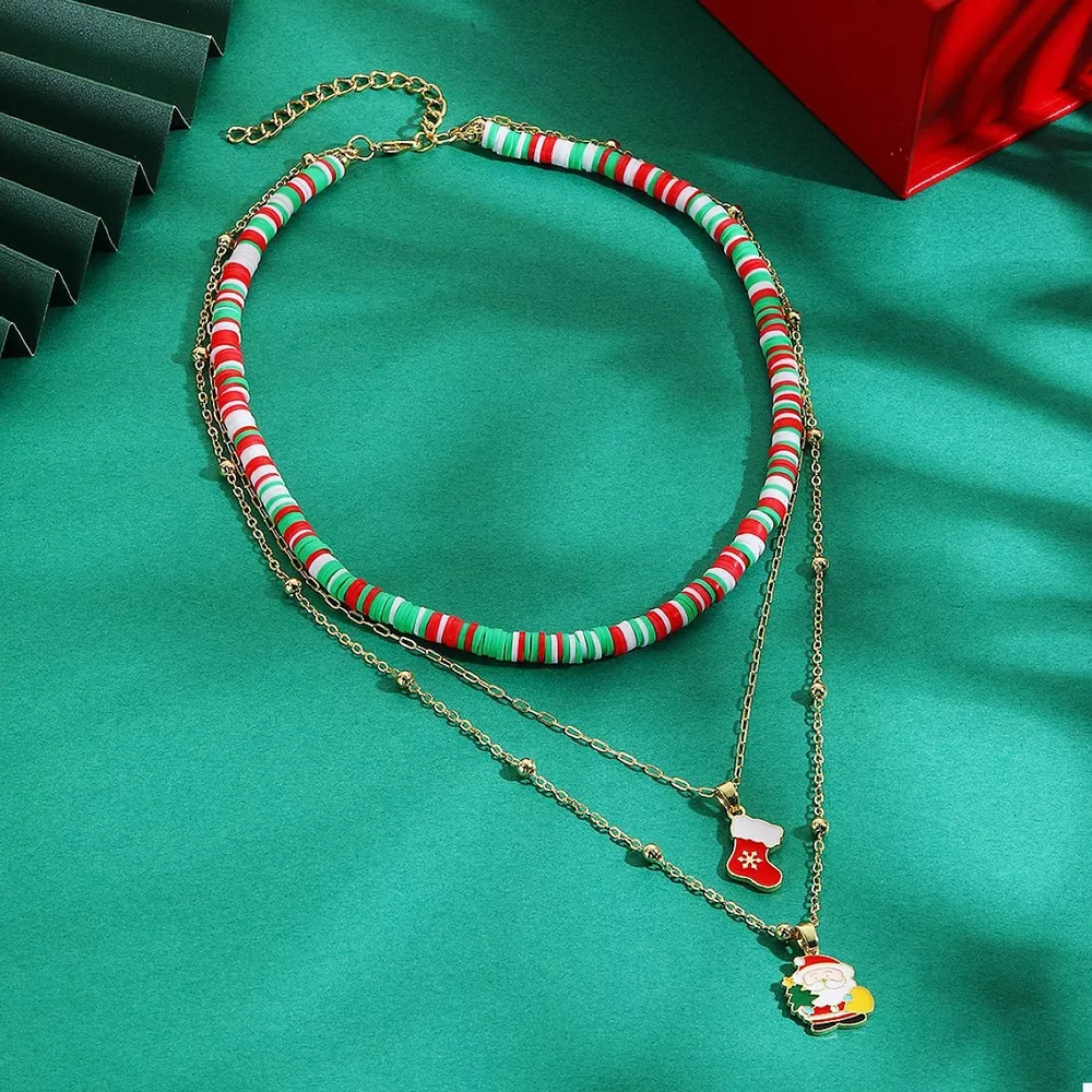 Colorful Christmas Charm Layered Necklace, image 3