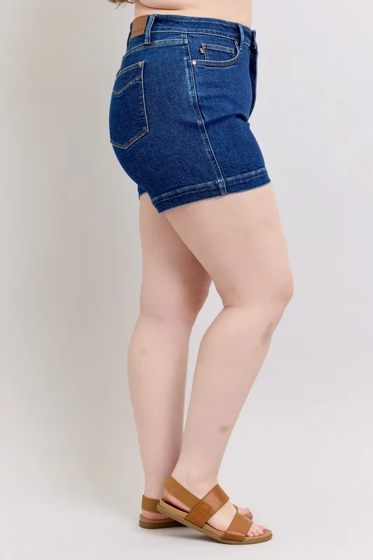 Full Size High Waist Tummy Control Denim Shorts Plus Size, image 7