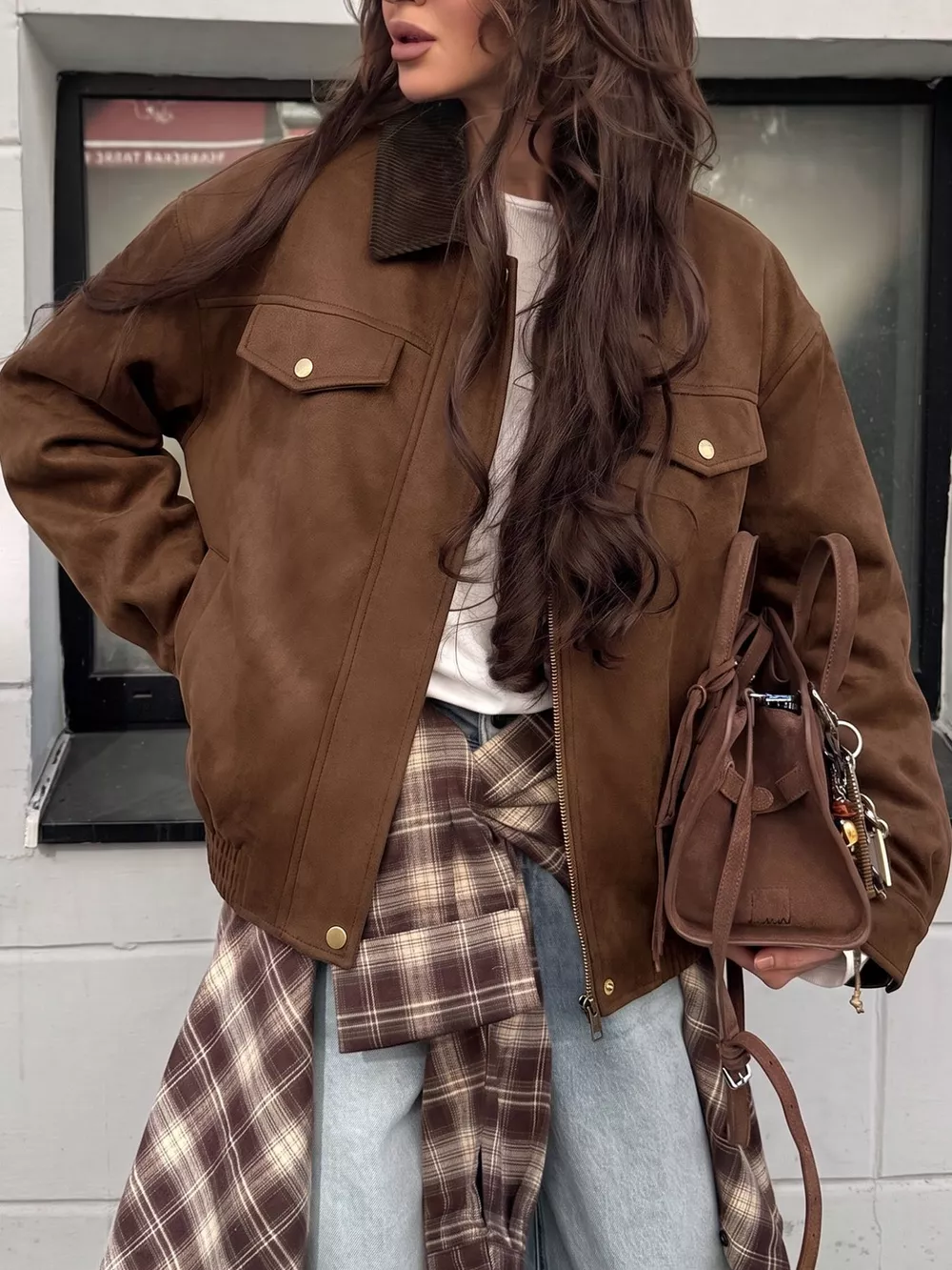 Corduroy Collar Zip-Up Jacket, image 3