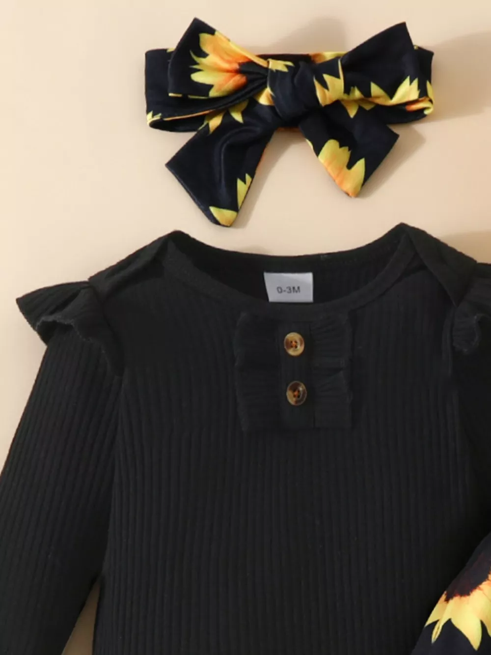 Children's Ruffled Ribbed Top and Sunflower Pants Set, image 5