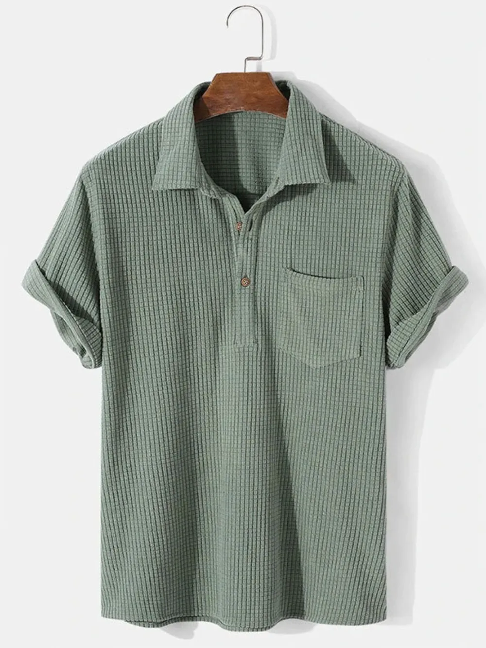 Men's Full Size Textured Short Sleeve Polo Plus Size, image 2