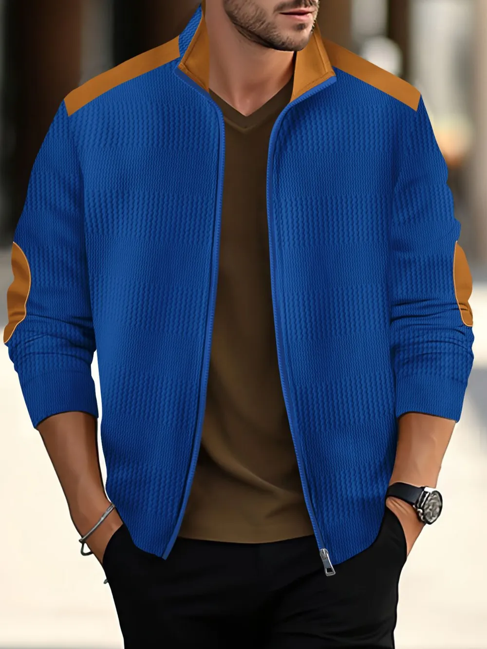 Men's Full Size Zip Up Long Sleeve Top Plus Size, image 2