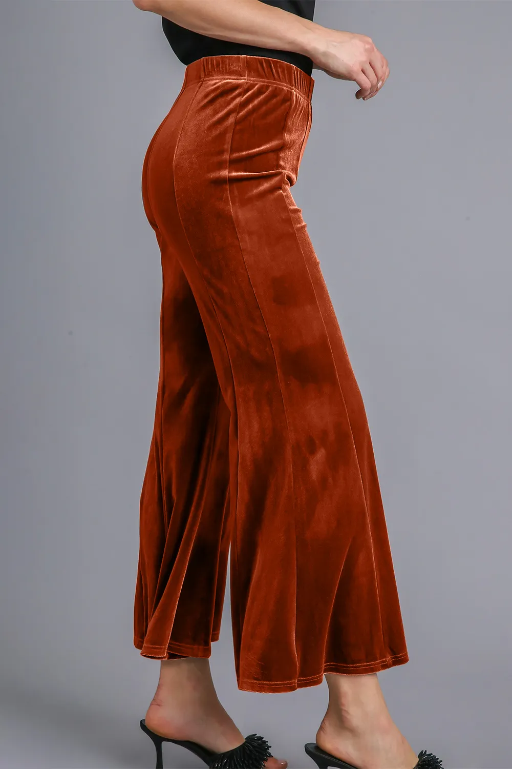 High Rise Elastic Waist Flare Pants, image 3