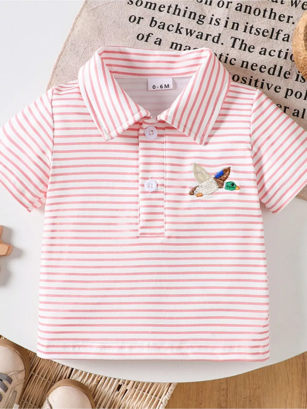 Children's Striped Embroidered Duck Polo, image 6