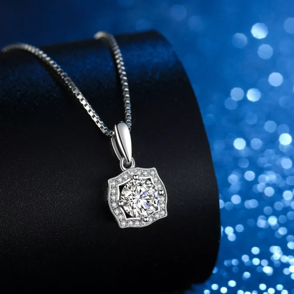 1 Carat Moissanite 925 Sterling Silver Necklace, image 3