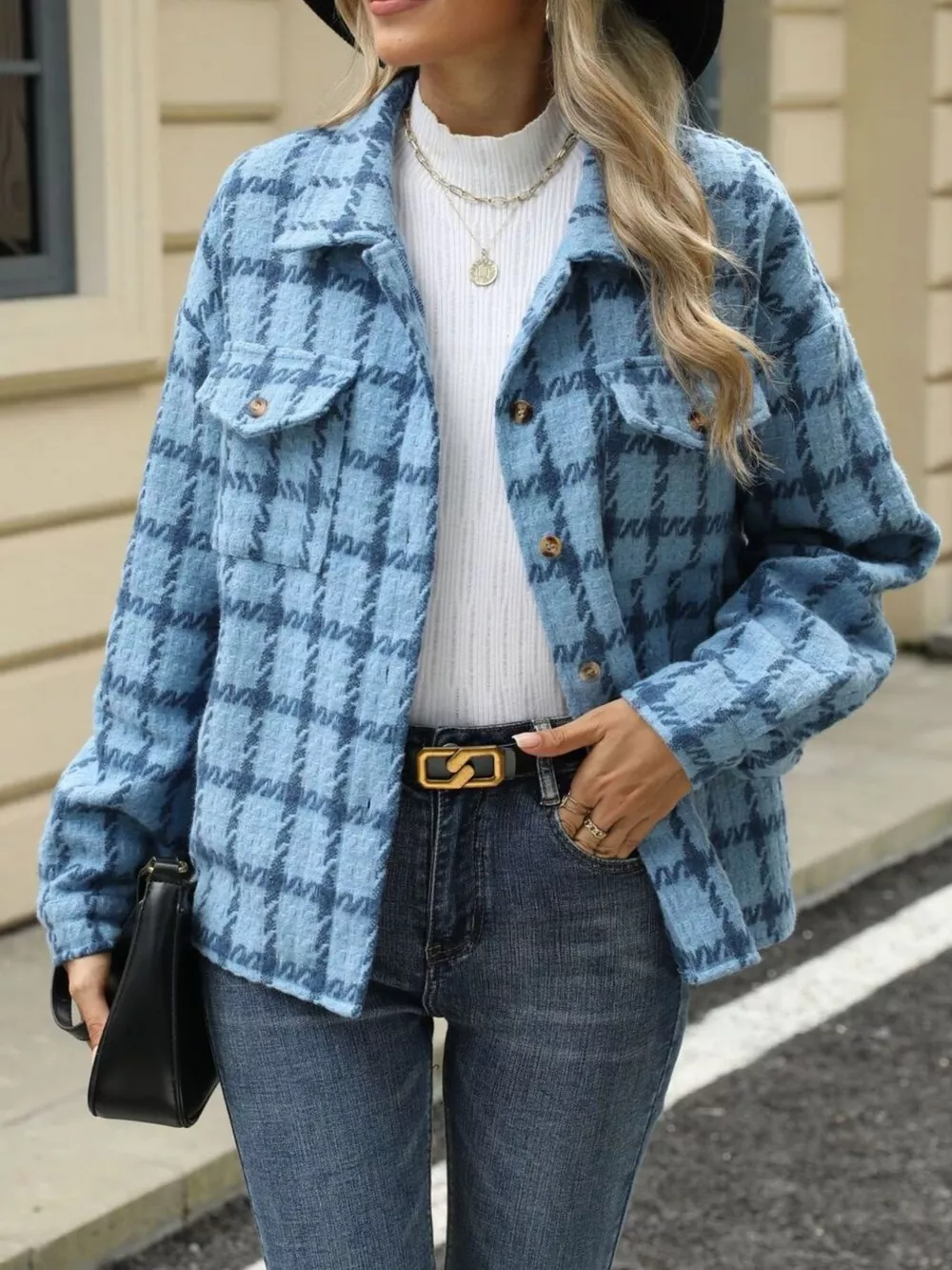 Plaid Button Up Long Sleeve Jacket, image 14