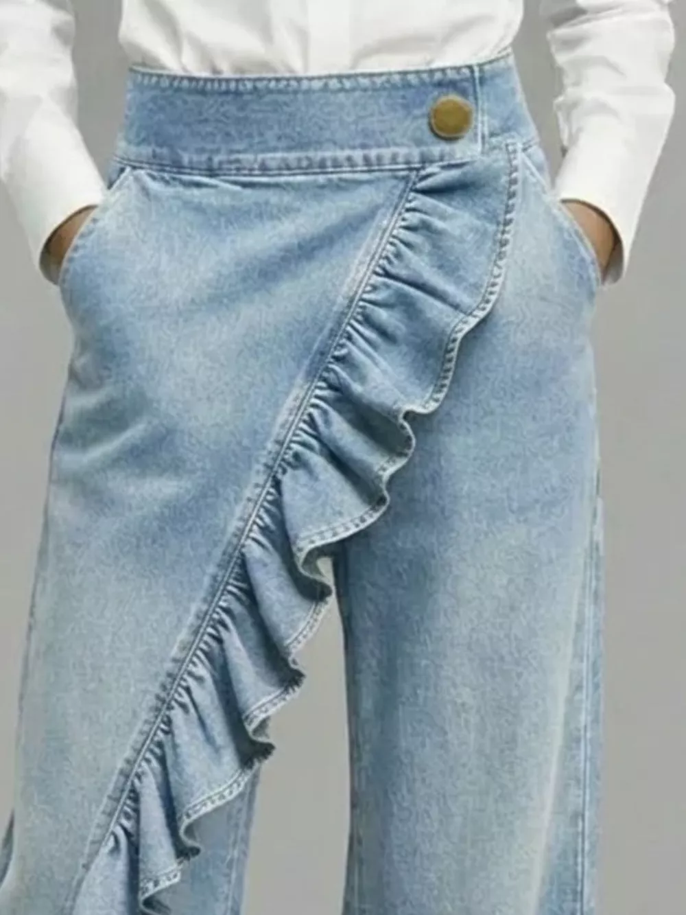 Full Size Ruffled Wide-Leg Jeans Plus Size, image 3