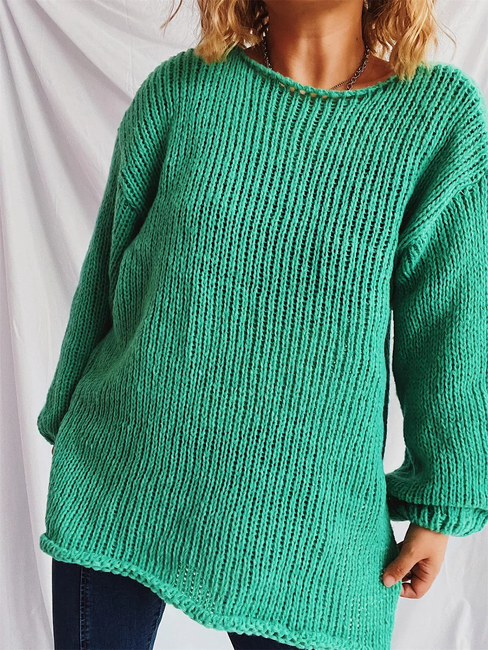 Boat Neck Dropped Shoulder Sweater, image 16
