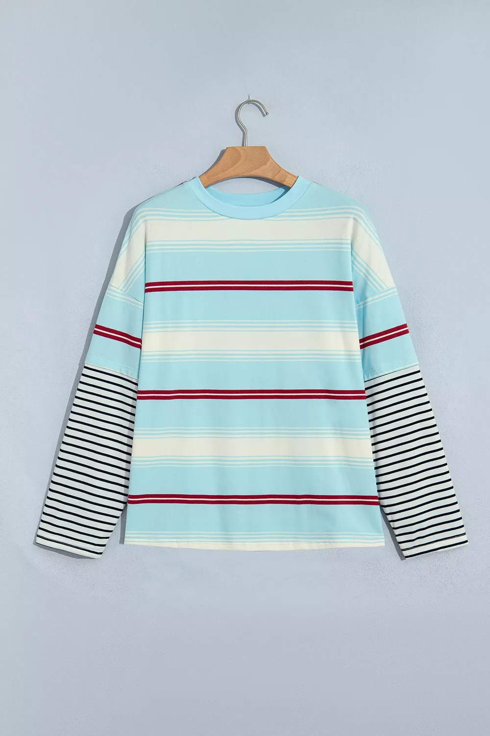 Stripe Casual Striped Patchwork Long Sleeve Loose Pullover Top, image 2