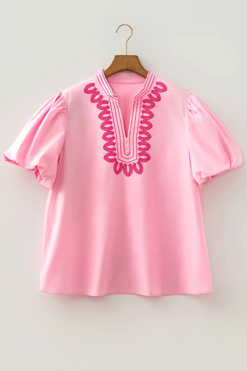 Embroidered Detail Puff Sleeve Cotton Blouse, image 5