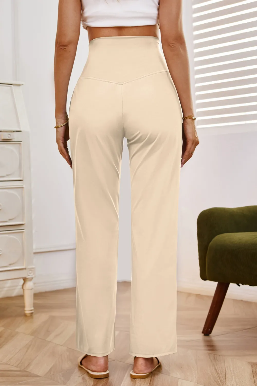 High Waist Wide Leg Pants with Pockets, image 15