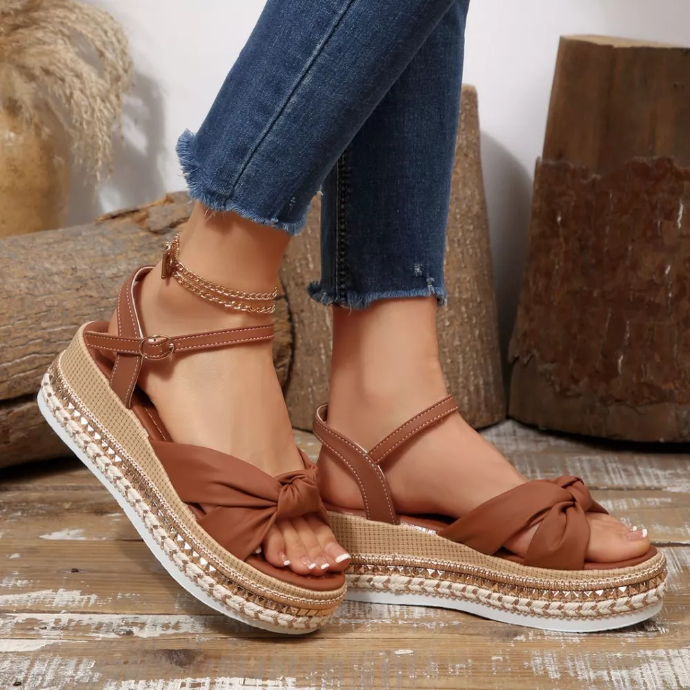 Bow Knot Platform Wedge Sandals, image 15