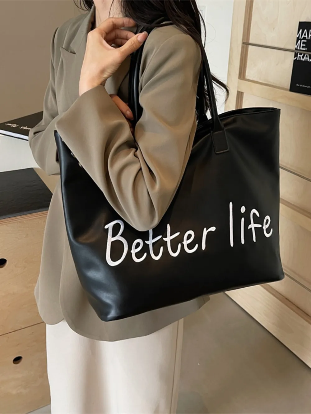 BETTER LIFE PU Leather Tote Bag, image 13