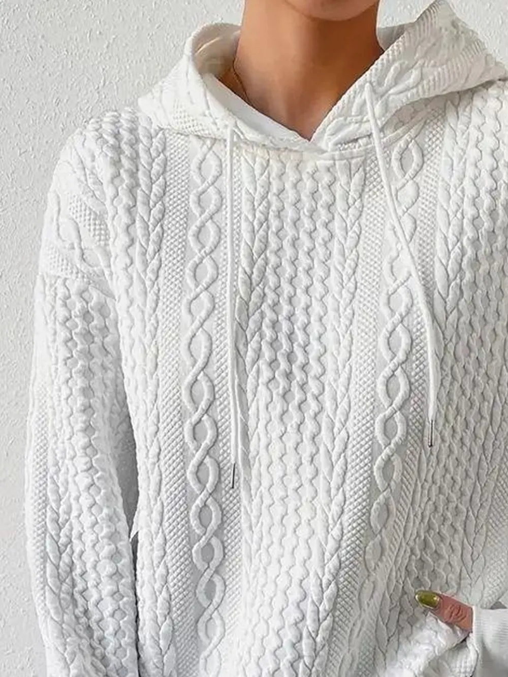 Drawstring Drop Shoulder Long Sleeve Hoodie, image 4