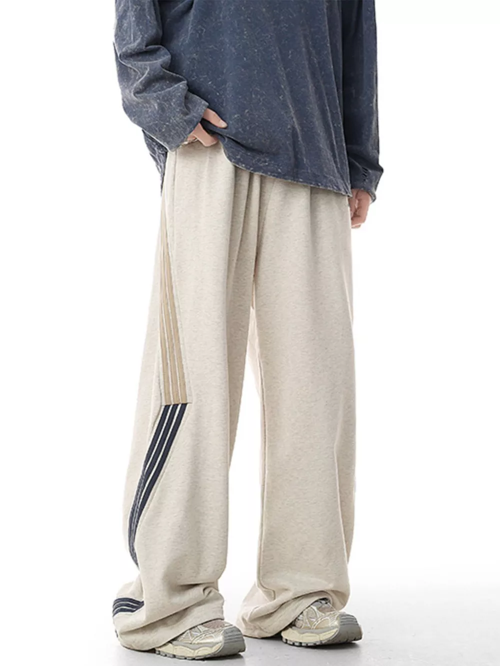 Men's Plus Size Side Striped Relaxed Fit Casual Pants, image 6