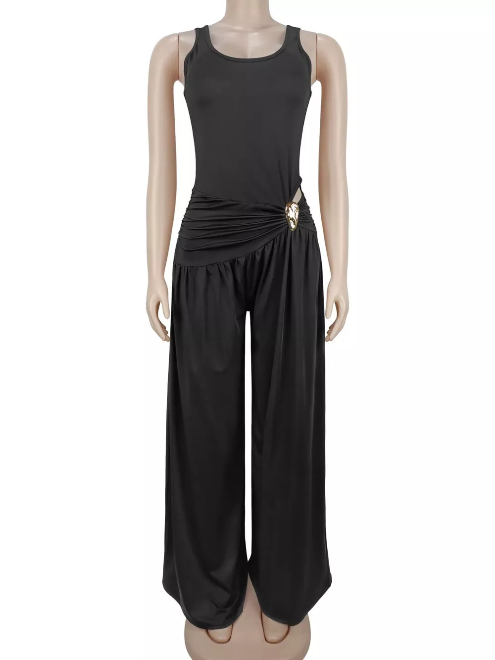 Cutout Detail Sleeveless Wide-Leg Jumpsuit, image 7