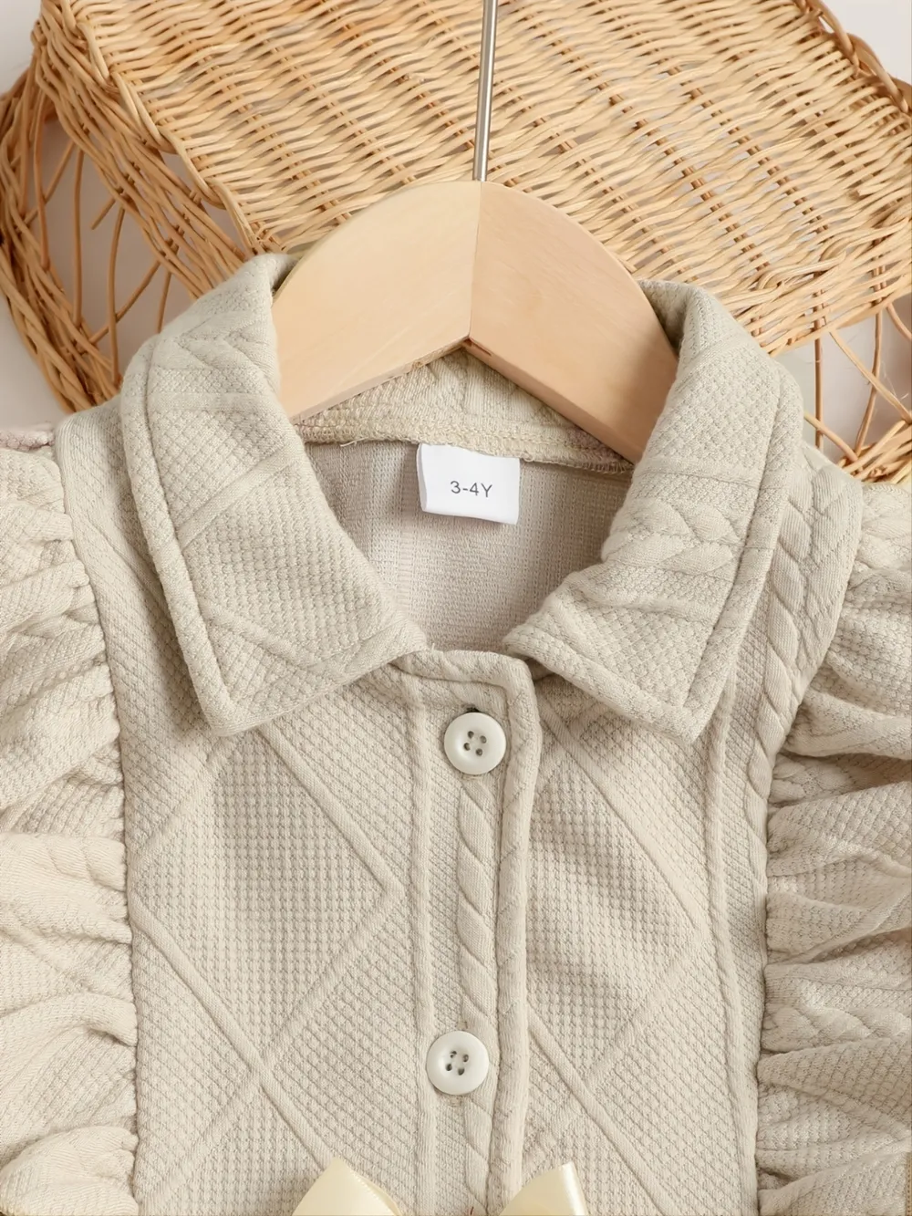 Children's Ruffled Bow Collared Neck Dress, image 4