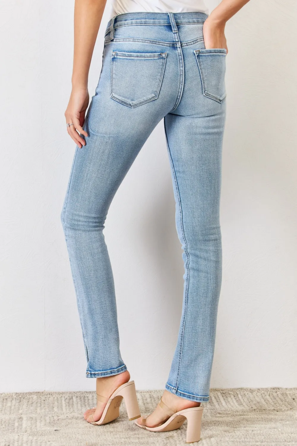 Full Size Mid Rise Y2K Slit Bootcut Jeans, image 3