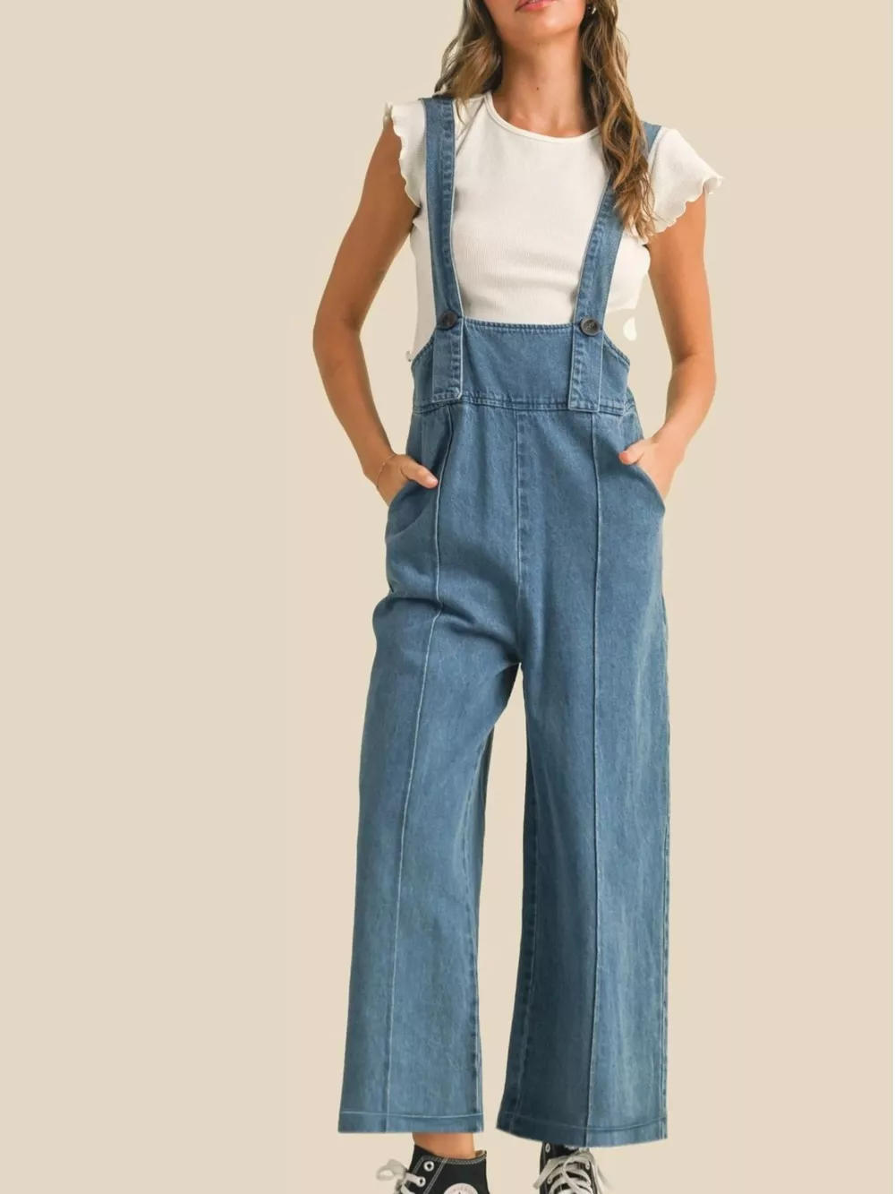 Vintage Wide Leg Denim Overalls, image 2