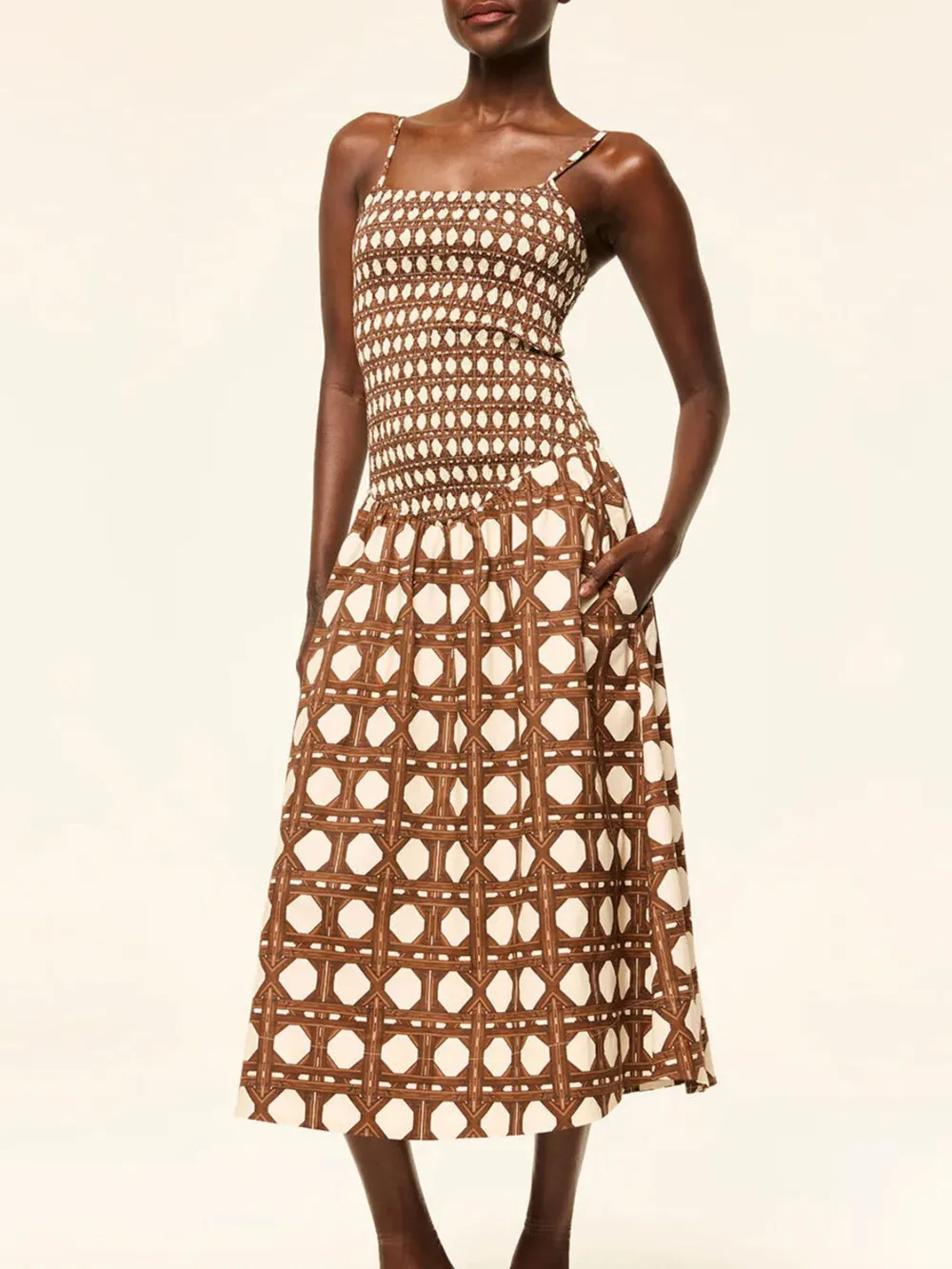 Geometric Pattern Cami Midi Dress, image 2