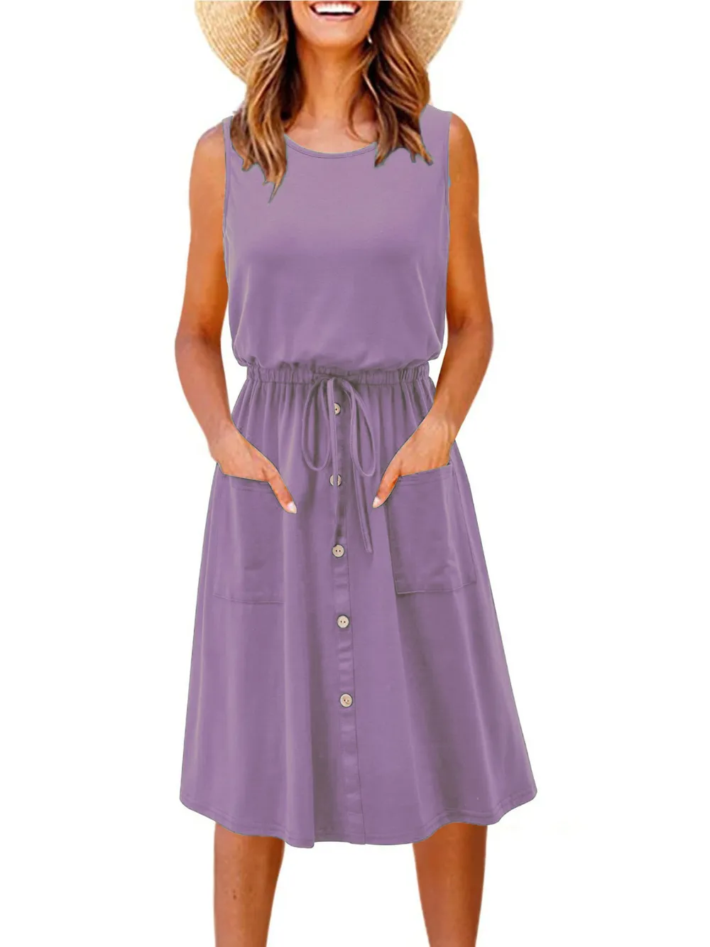 Full Size Round Neck Sleeveless Tank Dress Plus Size, image 7