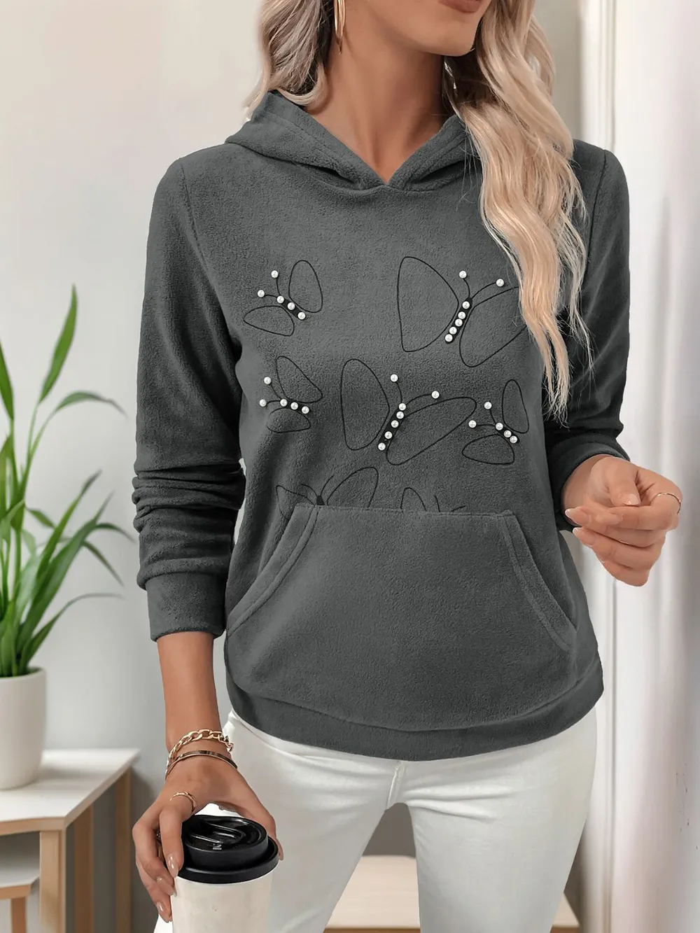 Pearl Butterfly Long Sleeve Hoodie, image 3