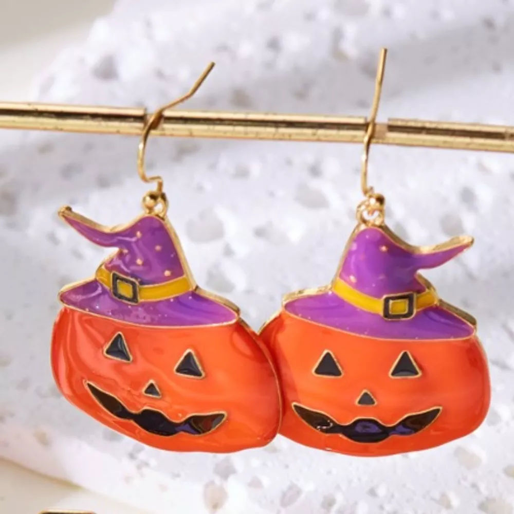 Halloween Pumpkin Dangle Earrings, image 2