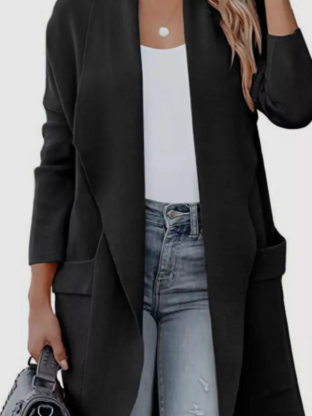 Open Front Dropped Shoulder Outerwear, image 10