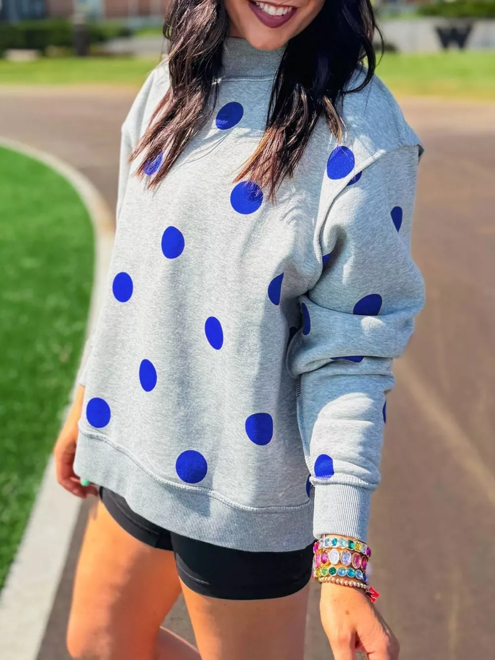 Oversized Polka Dot Crewneck Sweatshirt, image 4