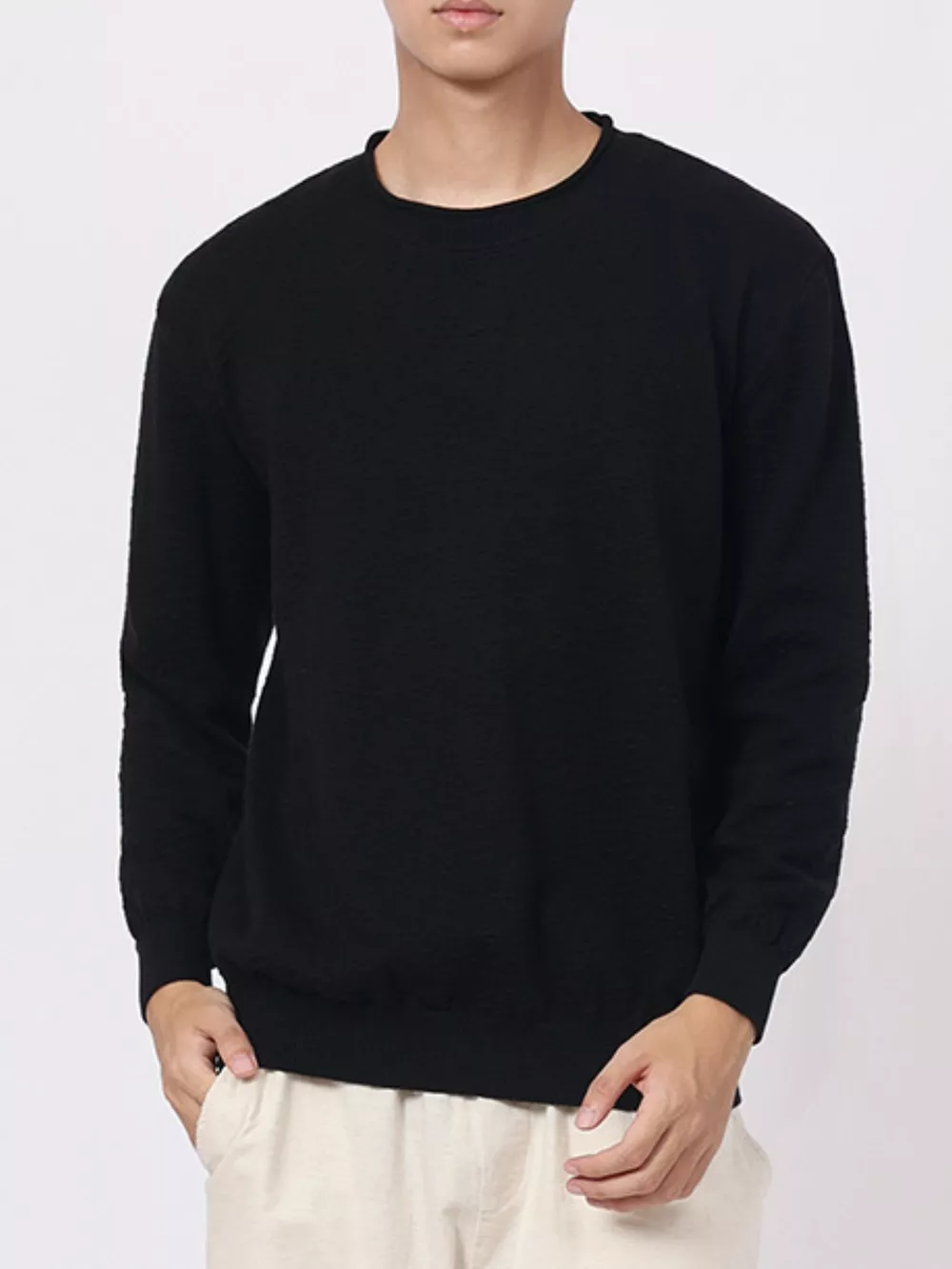 Men's Plus Size Textured Crew Neck Sweater, image 11