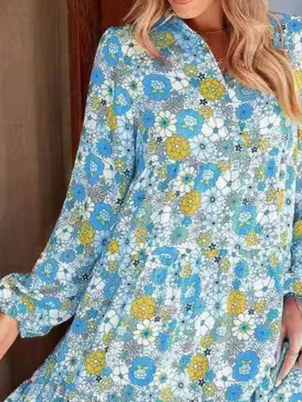 Floral Print Balloon Sleeve Midi Dress, image 5