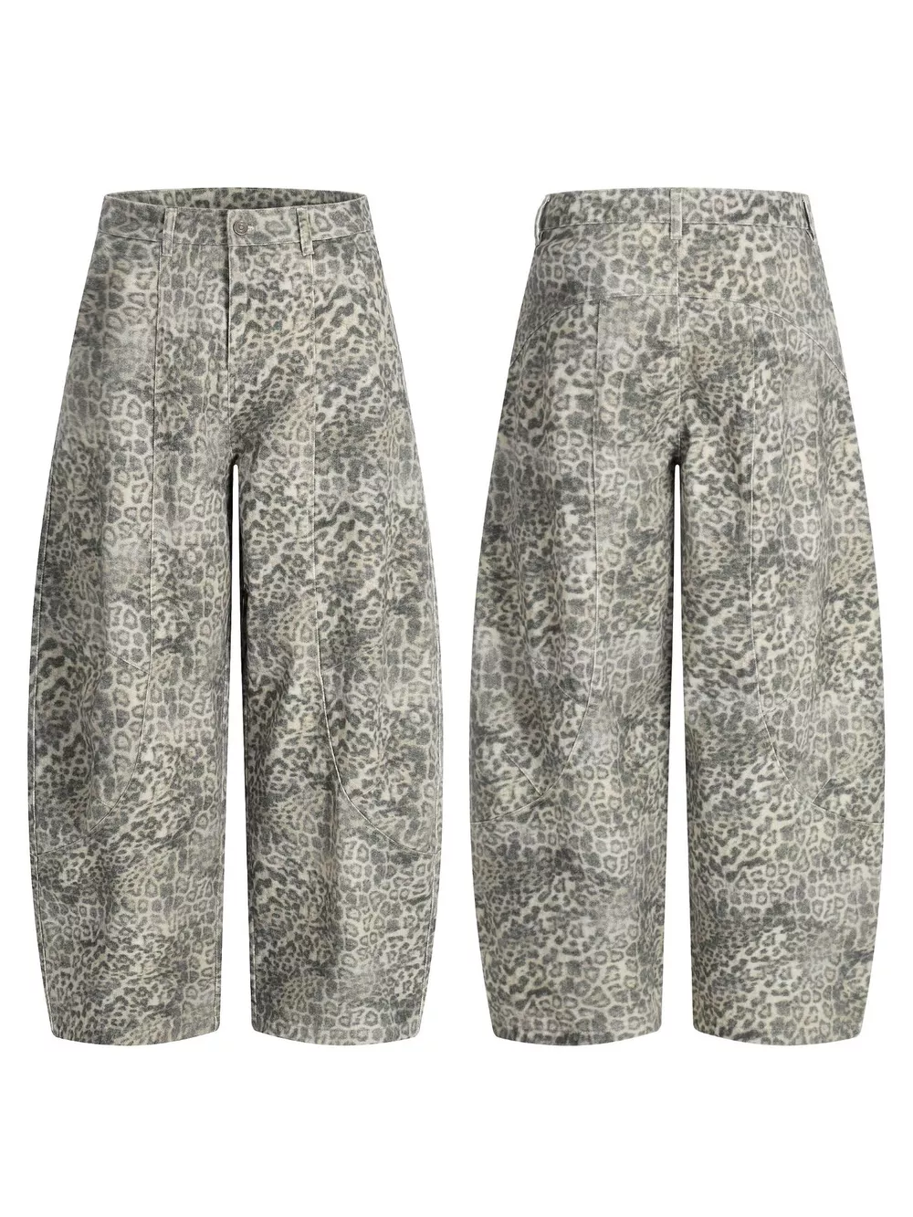 Men's High-Waisted Leopard Print Wide-Leg Barrel Pants, image 4