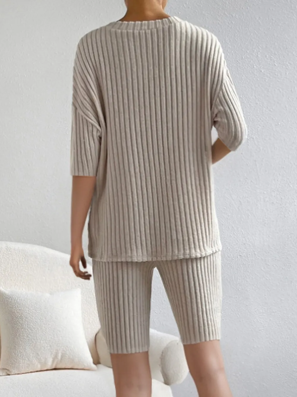 Ribbed V-Neck Top and Shorts Set, image 7