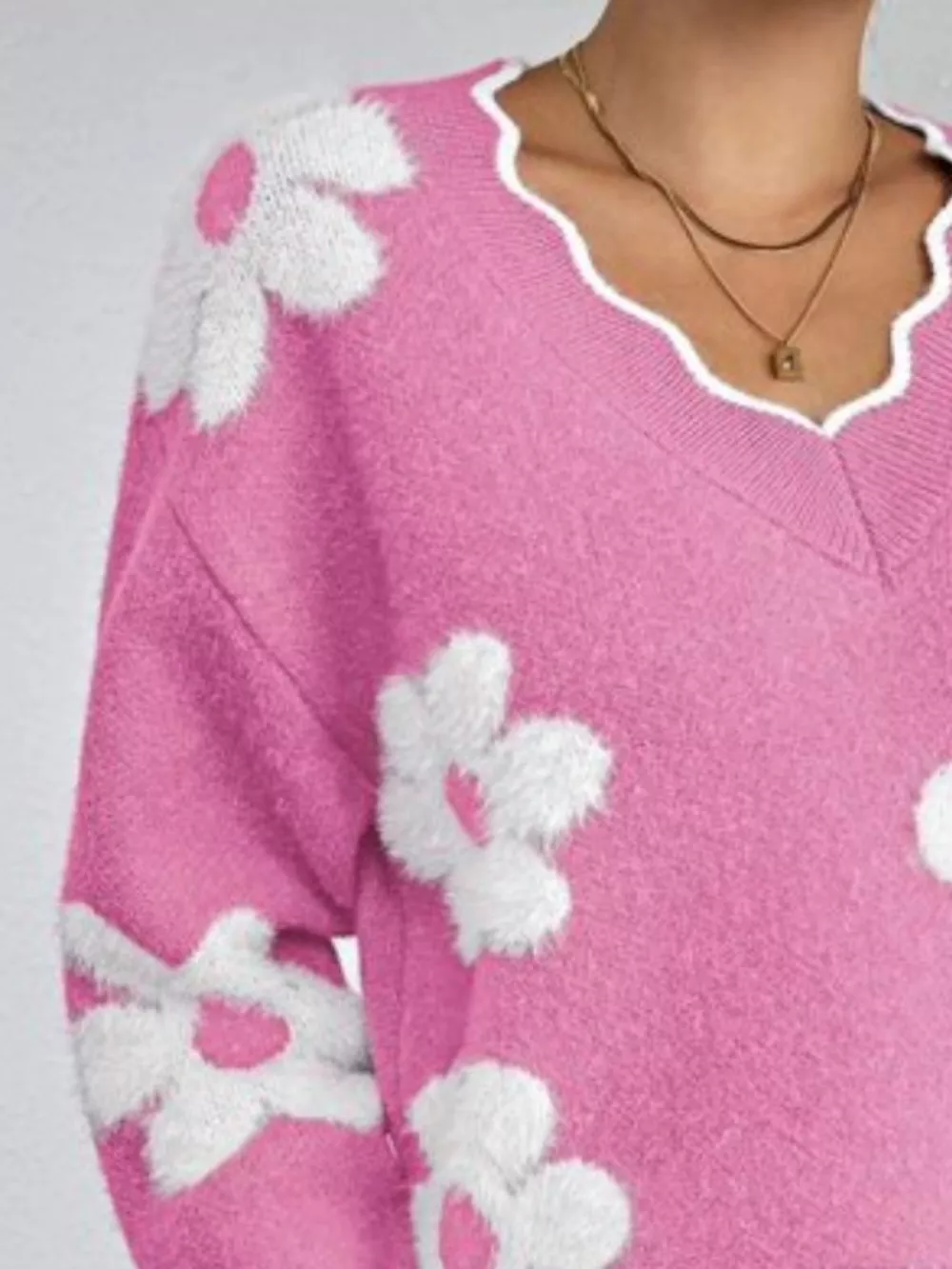 Floral V-Neck Long Sleeve Sweater, image 19