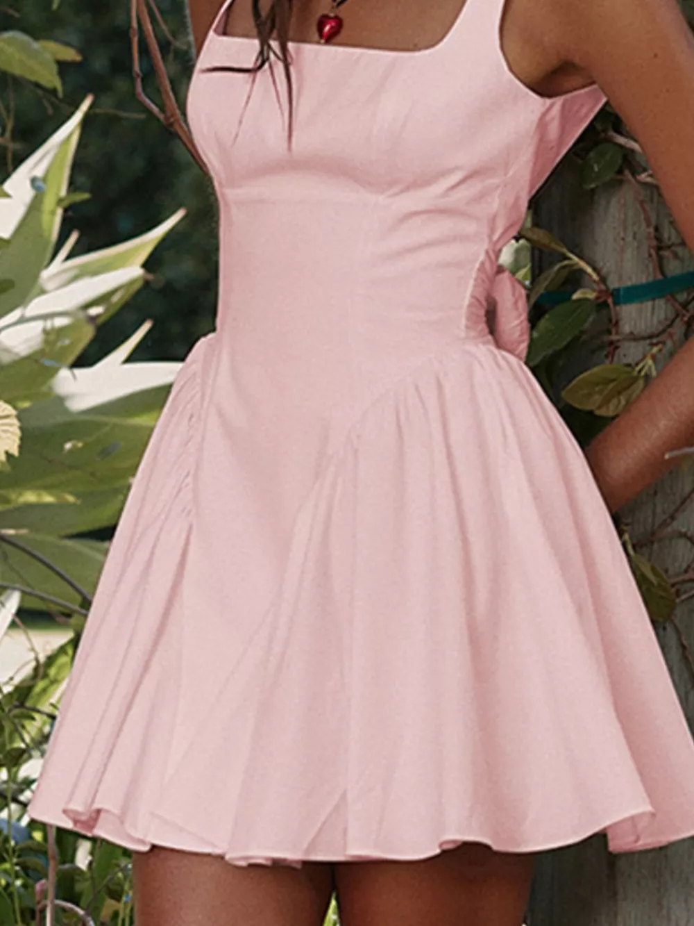 Backless Square Neck Mini Dress, image 7