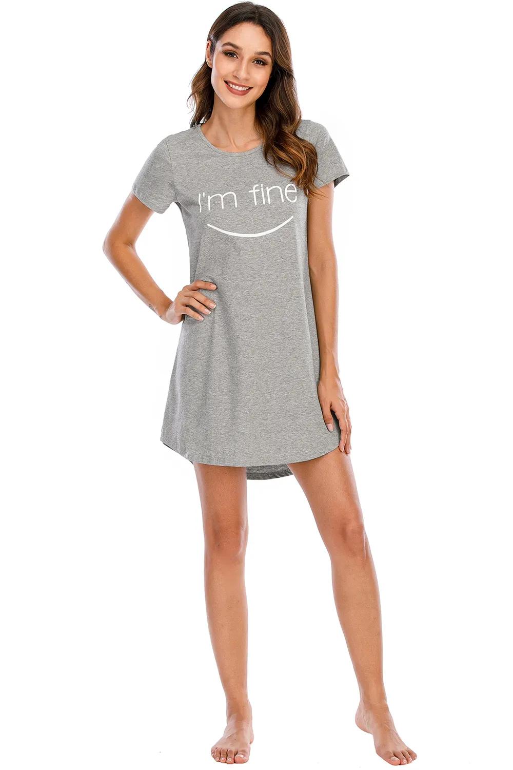 Graphic Round Neck Short Sleeve Lounge Dress, image 7