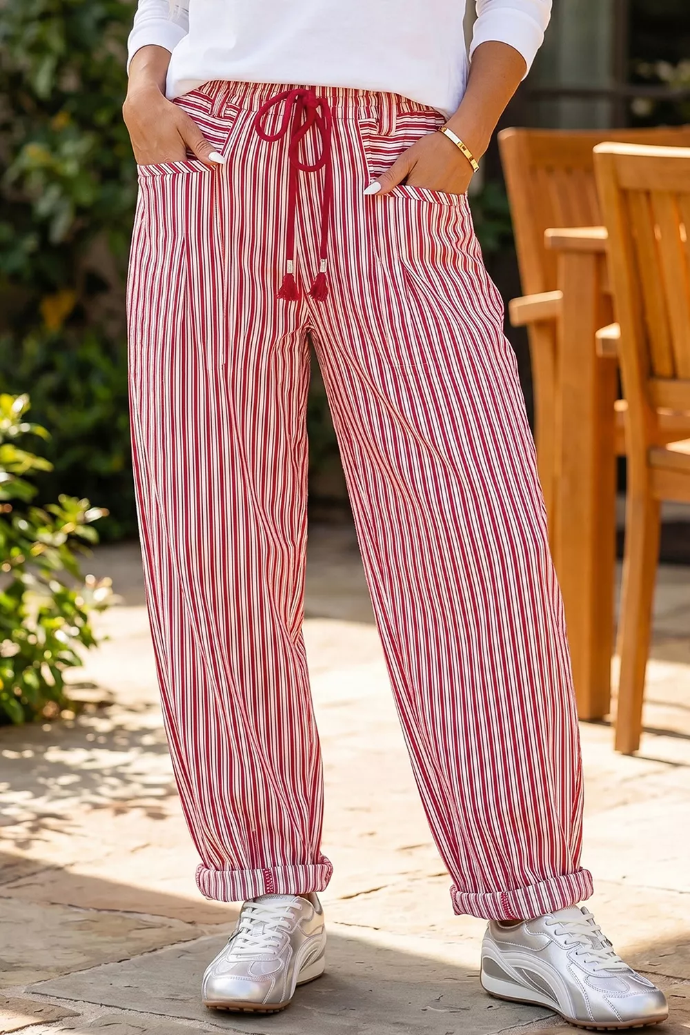 Stripe Drawstring Casual Loose Pants, image 6