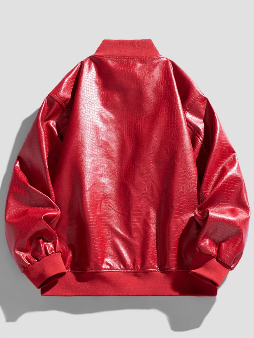 Men's Plus Size Zip Up Leather Jacket, image 3