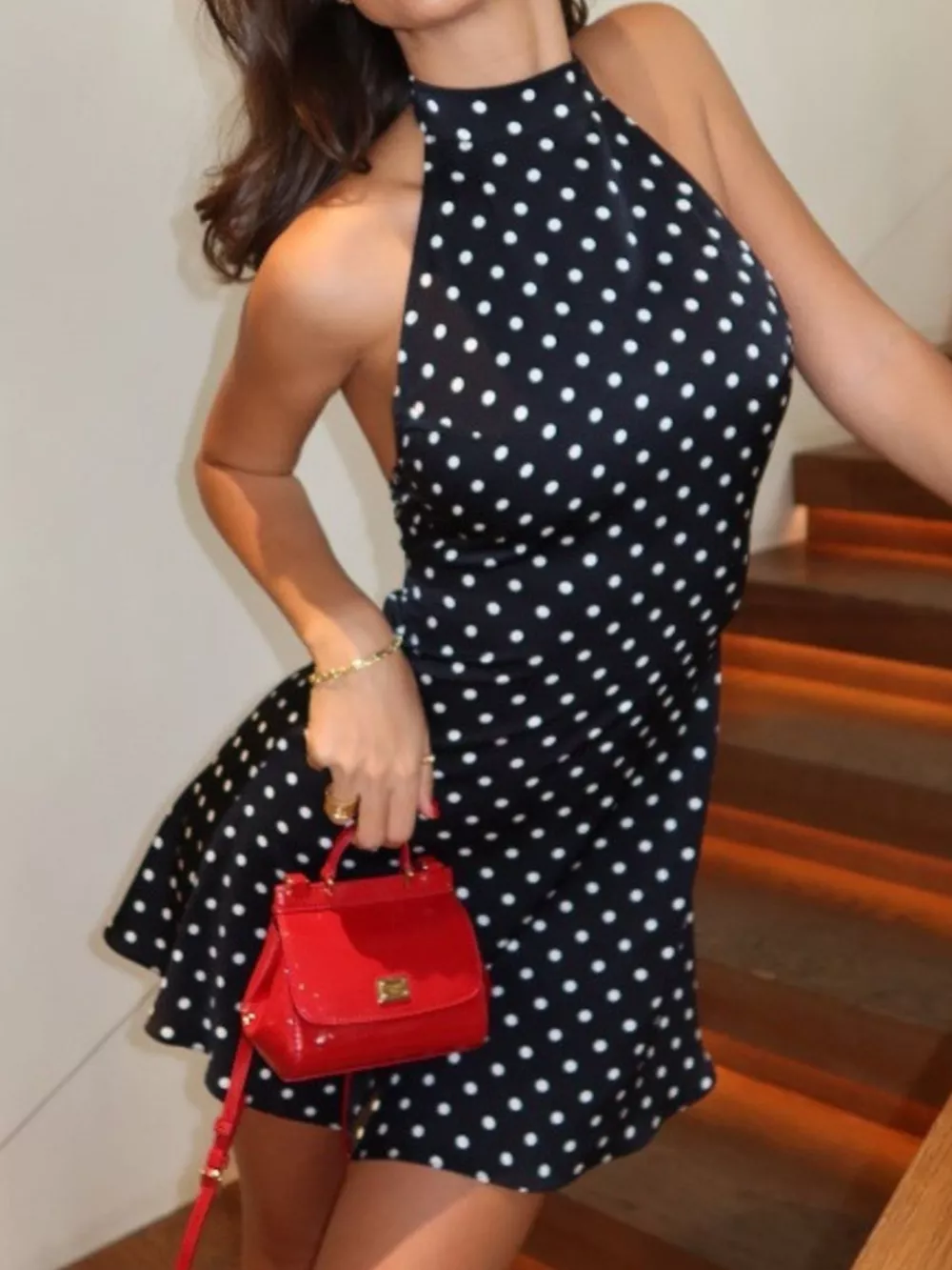 Polka Dot Sleeveless Mini Dress, image 3