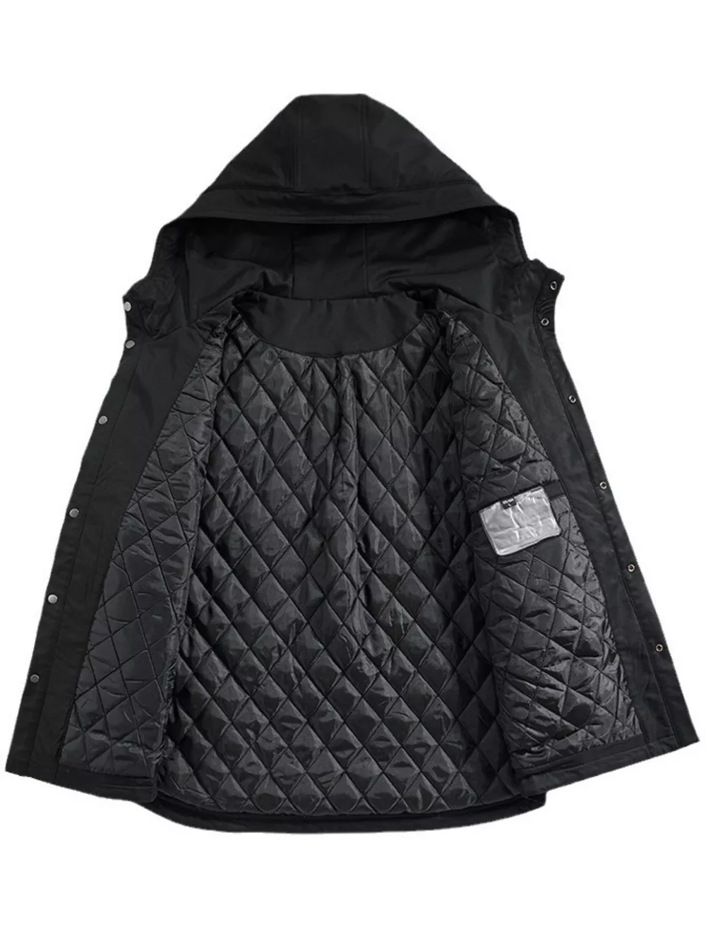 Men's Plus Size Snap Down Long Sleeve Hooded Jacket, image 2