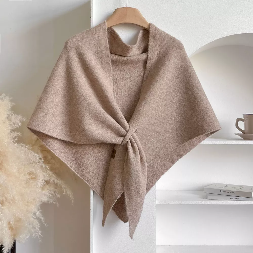 Knitted Solid Color Scarf Shawl, image 4